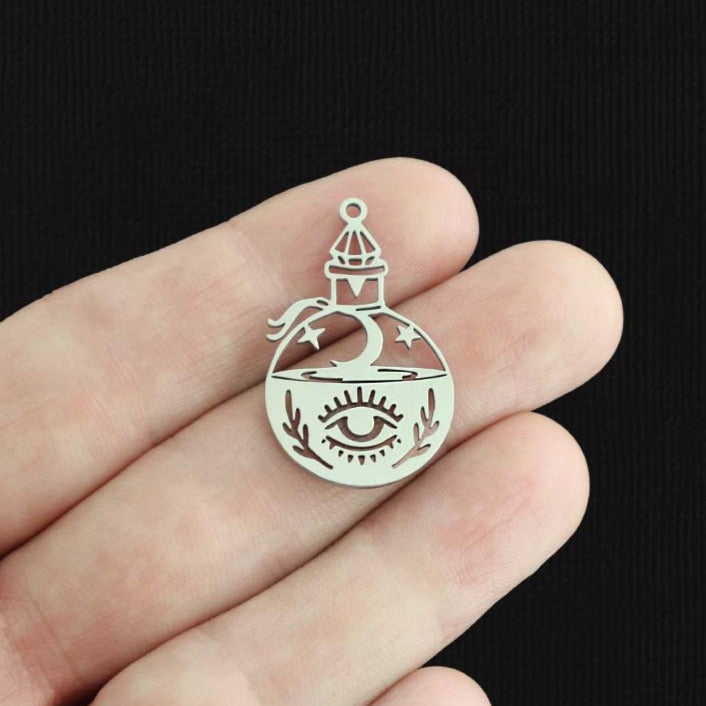 2 Potion Bottle Stainless Steel Charms 2 Sided - SSP513