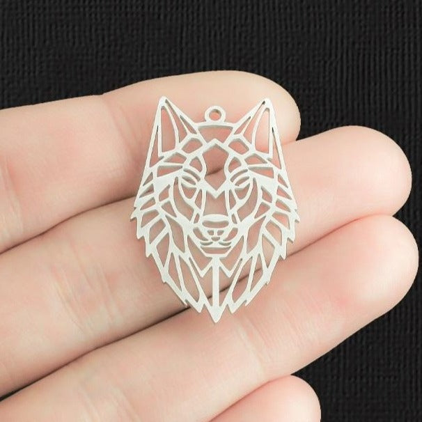 Filigree Wolf Stainless Steel Charm 2 Sided - SSP448