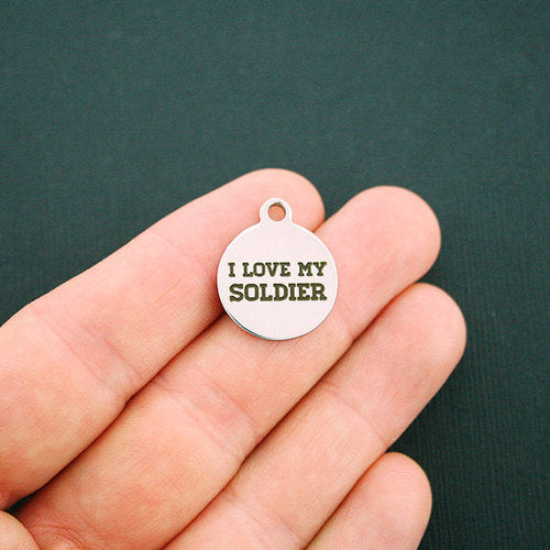 I Love My Soldier Stainless Steel Charms - BFS001-1242