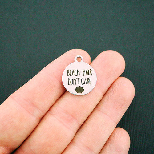 Beach Hair Stainless Steel Charms - Don't Care - BFS001-1269