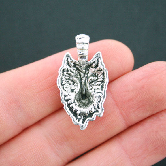 4 Wolf Antique Silver Tone Charms  - SC5038