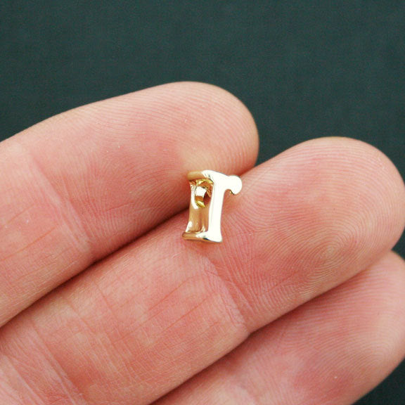 SALE Letter R Spacer Beads 9mm x 4mm - Gold Tone - 4 Beads - GC682