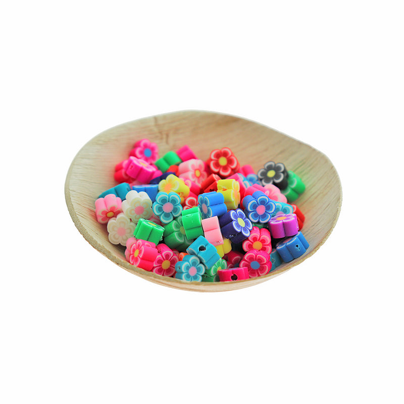 Assorted Daisy Polymer Clay Beads 9mm x 8mm - 12 Beads - BD014