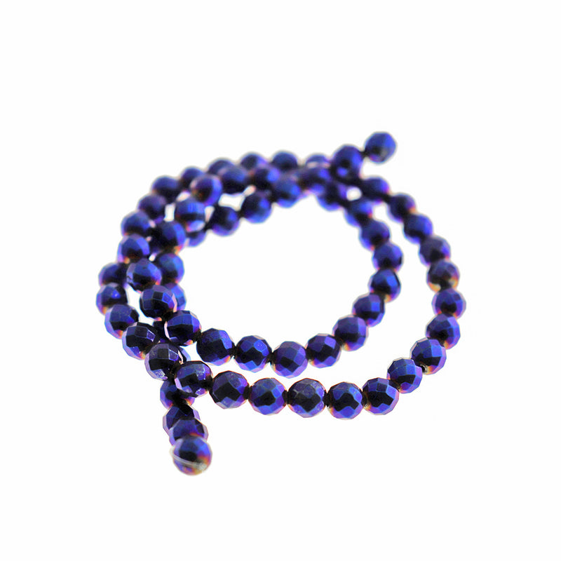 Faceted Hematite Beads 6mm - Electroplated Purple - 50 Beads - BD505