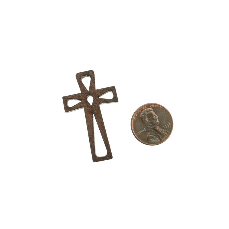 10 breloques croix en bois naturel - WP214