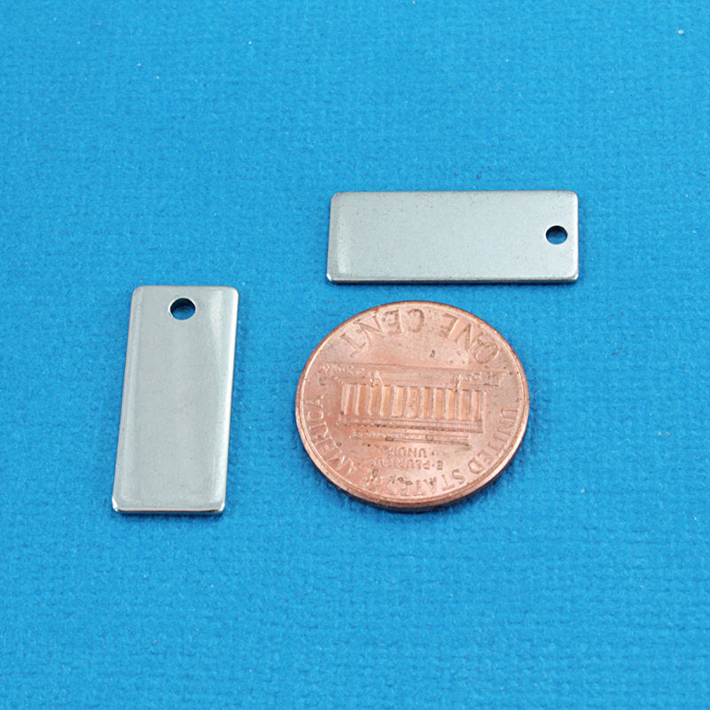 Ébauches d'estampage rectangulaires - Acier inoxydable - 9 mm x 21 mm - 5 étiquettes - MT217