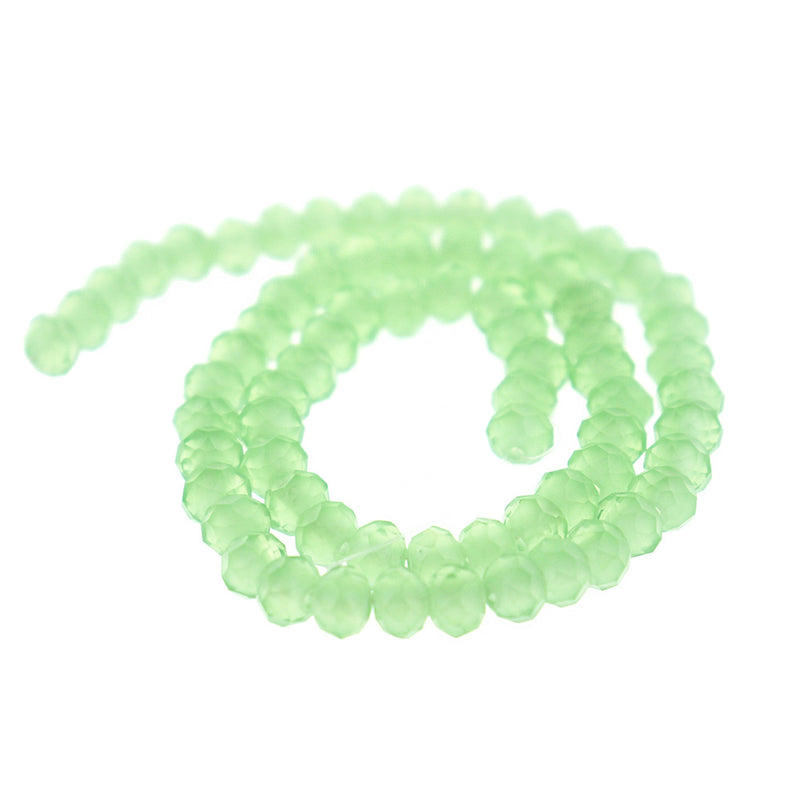 Faceted Glass Beads 6mm x 4mm - Lime Green - 1 Strand 98 Beads - BD1960