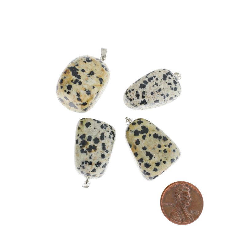 2 Natural Dalmatian Jasper Gemstone Pendants 3D - GEM154
