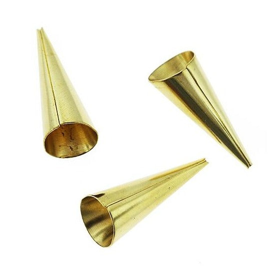 Gold Tone Brass Bead Caps - 12mm x 32mm - 4 Pieces - BR084