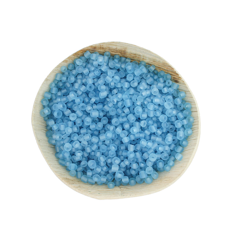 Seed Glass Beads 6/0 4mm - Frosted Sky Blue - 50g 500 beads - BD1153