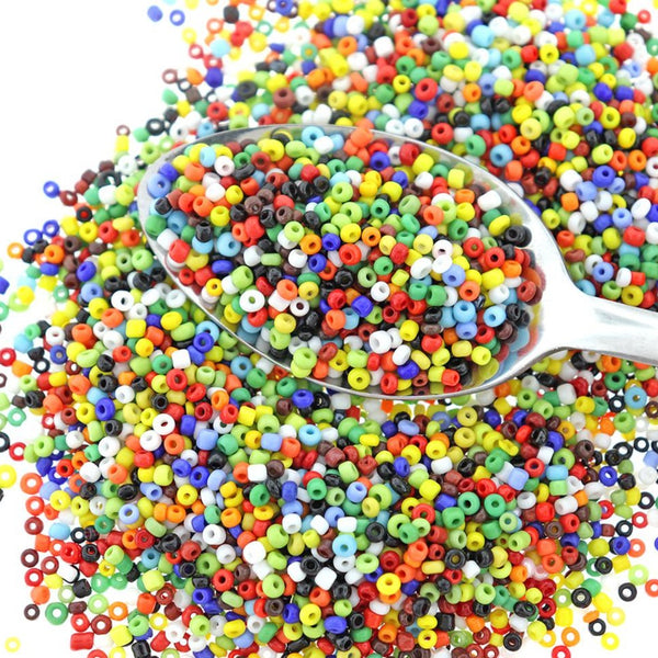 Perles de verre 11/0 2mm - Arc-en-ciel - 50g 3500 Perles - BD1483