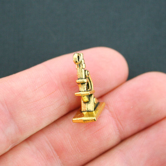 6 Microscope Antique Gold Tone Charms 3D - GC616