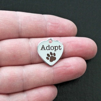 Adopt Paw Print Stainless Steel Charms - BFS011-0013