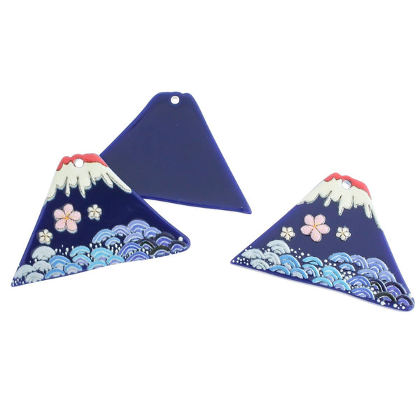 2 Floral Volcano Acrylic Charms - K113
