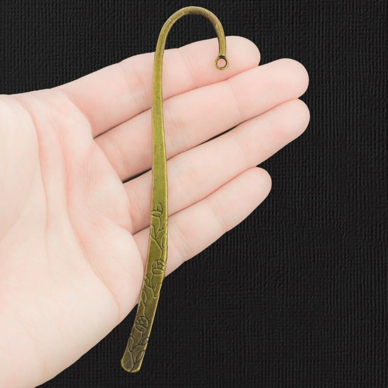 2 Bookmarks Antique Bronze Tone Charms 2 Sided 122mm - BC333
