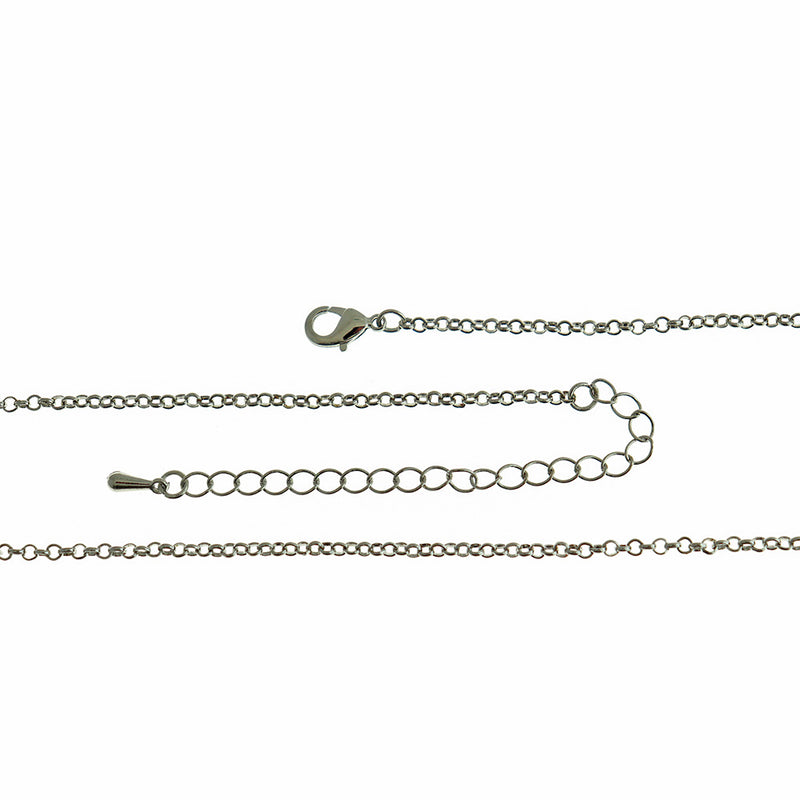 Silver Tone Cable Chain Necklace 32" Plus Extender - 2.5mm - 1 Necklace - N362