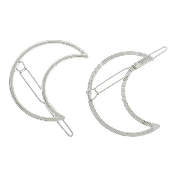 Pinces à cheveux argentées Crescent Moon - 52 mm x 40 mm - 4 pièces - FD1048