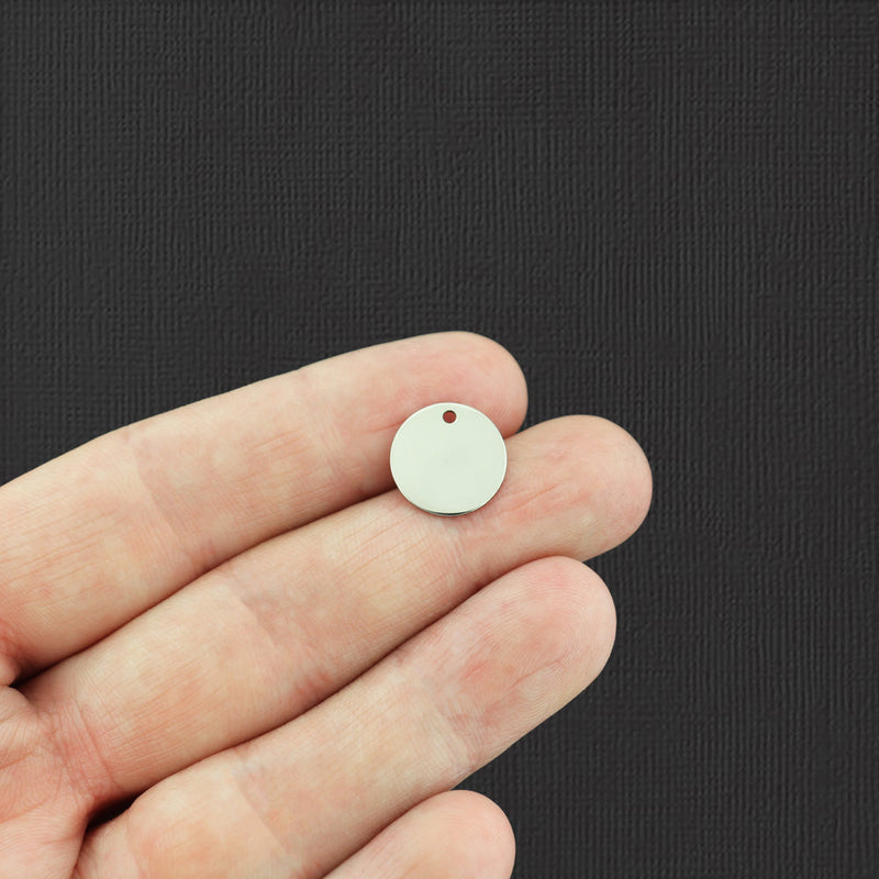 Wave Stainless Steel 13mm Round Charms - BFS007-5876