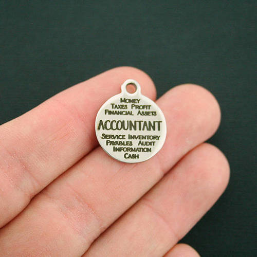 Accountant Word Collage Stainless Steel Charms - BFS001-1403