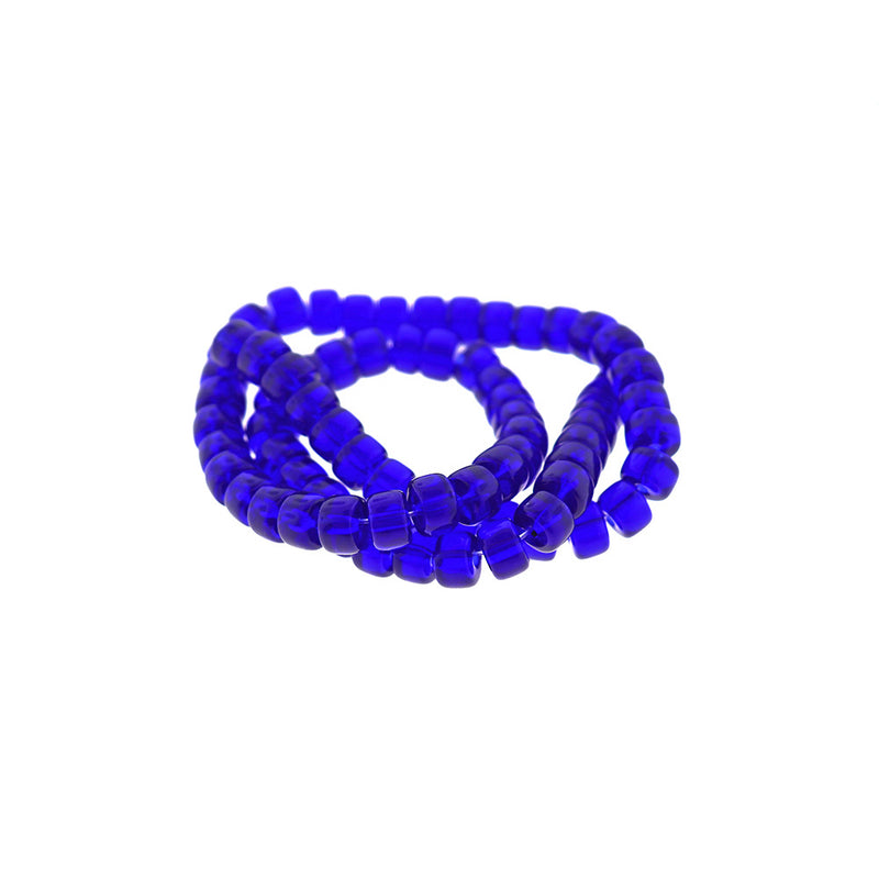Column Glass Beads 8mm x 5mm - Royal Blue - 1 Strand 69 Beads - BD2382