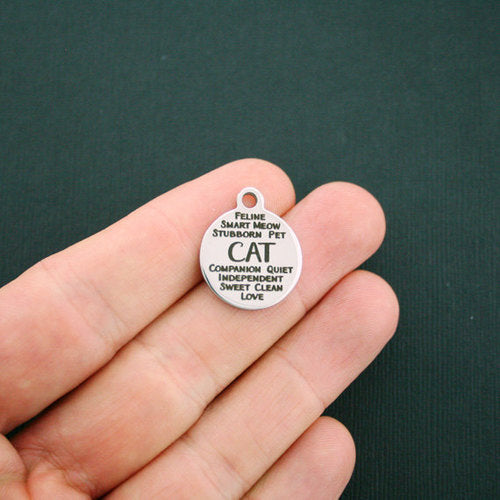 Cat Word Collage Stainless Steel Charms - BFS001-1410