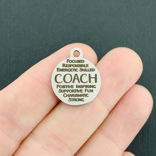 Coach Word Collage Stainless Steel Charms - BFS001-1413