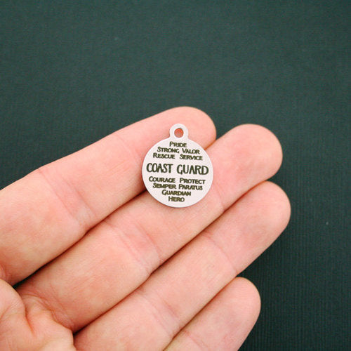 Coast Guard Word Collage Stainless Steel Charms - BFS001-1414
