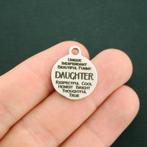 Daughter Word Collage Stainless Steel Charms - BFS001-1418