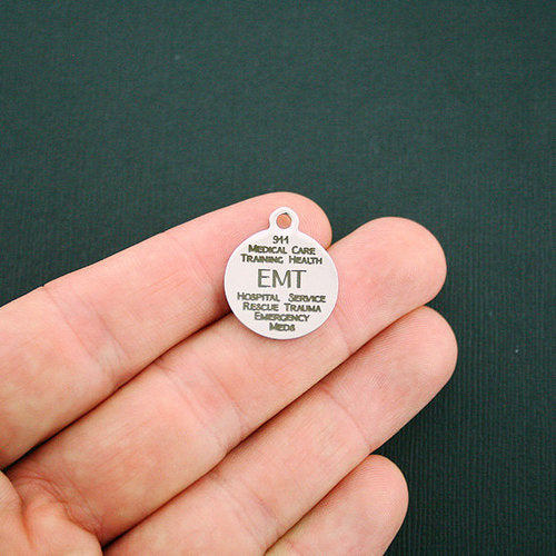 EMT Word Collage Stainless Steel Charms - BFS001-1422