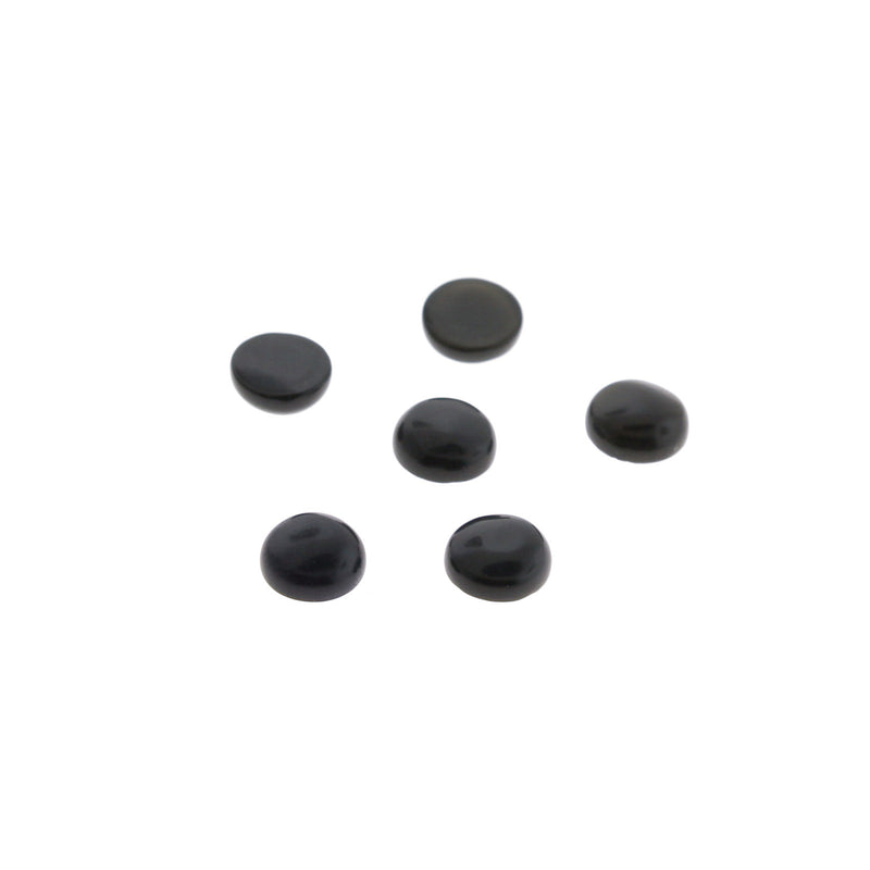 Natural Obsidian Gemstone Cabochon Seals 8mm - 4 Pieces - CBD008