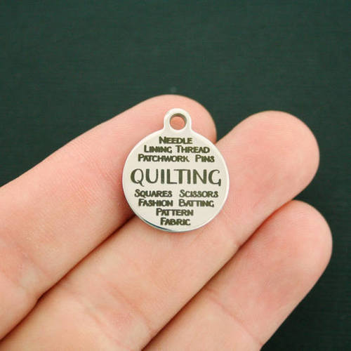 Quilting Word Collage Stainless Steel Charms - BFS001-1447