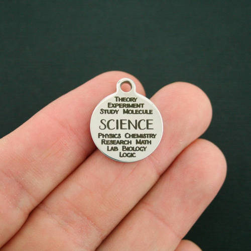 Science Word Collage Stainless Steel Charms - BFS001-1453