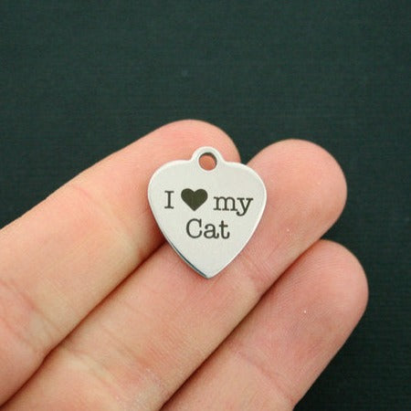 I Love My Cat Stainless Steel Charms - BFS011-1483