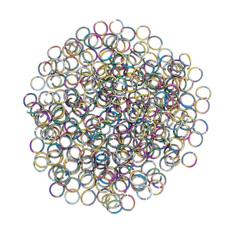 Electroplated Rainbow Stainless Steel Jump Rings 6mm x 0.8mm - Open 20 Gauge - 100 Rings - SS109