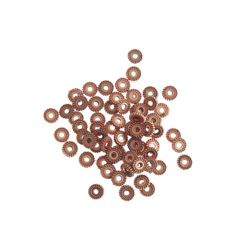 Daisy Spacer Beads 7mm - Rose Gold Tone - 50 Beads - GC381