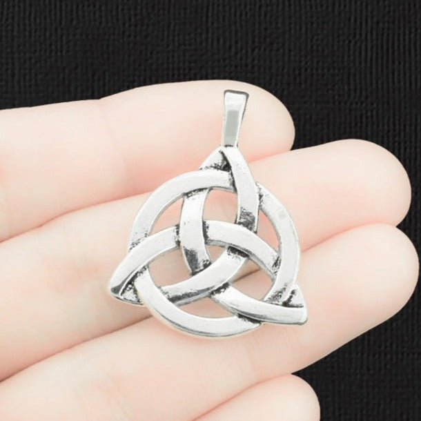 2 Celtic Knot Antique Silver Tone Charms 2 Sided - SC1332
