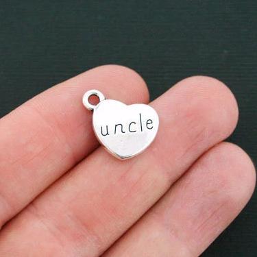6 Uncle Antique Silver Tone Charms 2 Sided - SC4688
