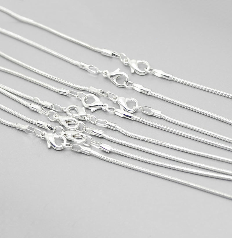 Collier chaîne serpent argenté 16" - 1,5 mm - 1 collier - N487