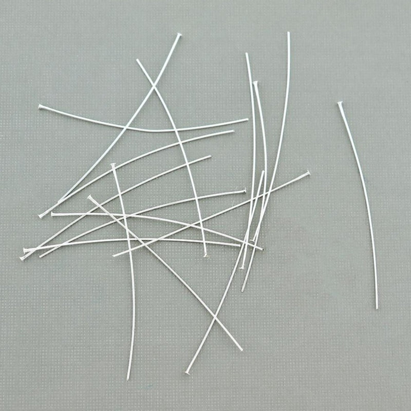 Silver Tone Flat Head Pins - 50mm - 100 Pins - PIN073