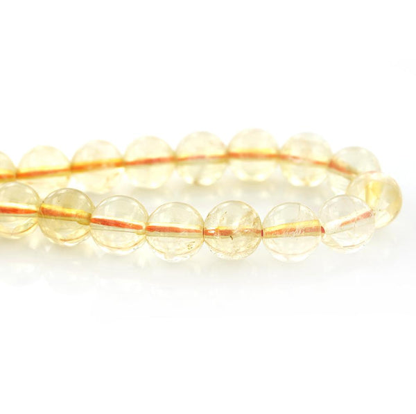 Perles rondes en citrine naturelle 8 mm - Jaune doux - 15 perles - BD1746 