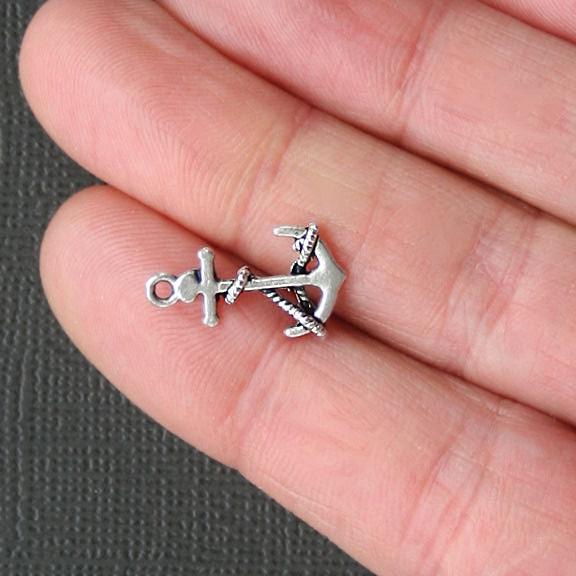 15 Anchor Antique Silver Tone Charms 2 sided - SC2093