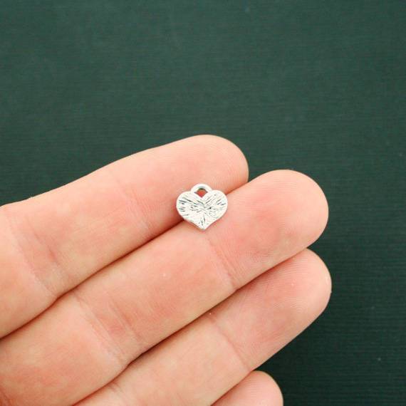 15 breloques de ton argent antique coeur ailes d'ange - SC7243