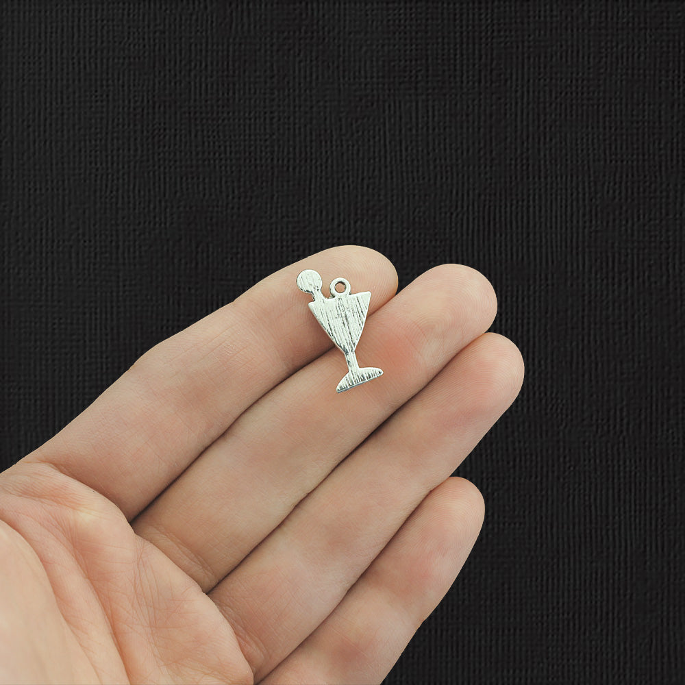 15 Cocktail Antique Silver Tone Charms - SC4092