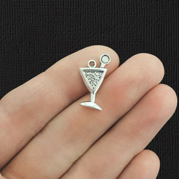 15 Cocktail Antique Silver Tone Charms - SC4092
