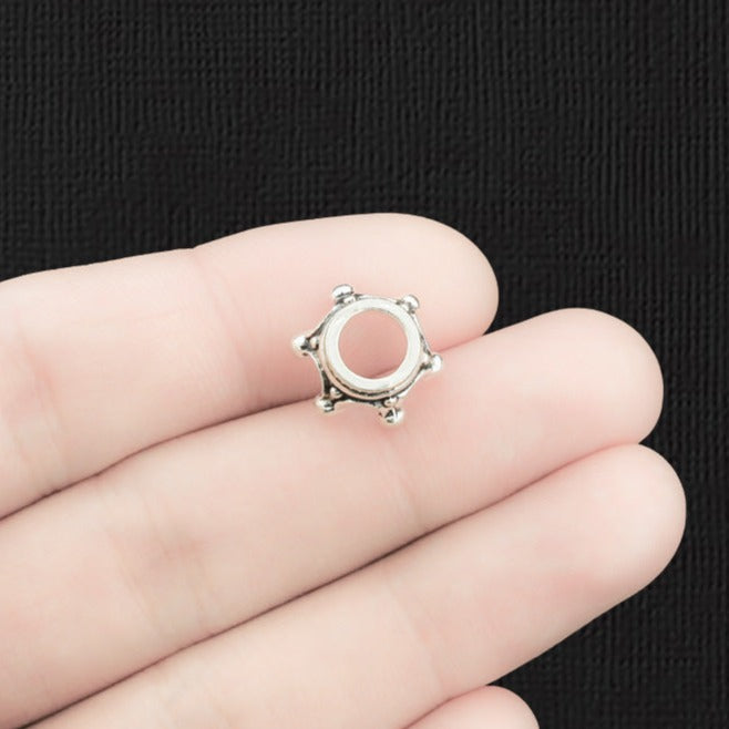 15 Crown Antique Silver Tone Charms 3D - SC2081