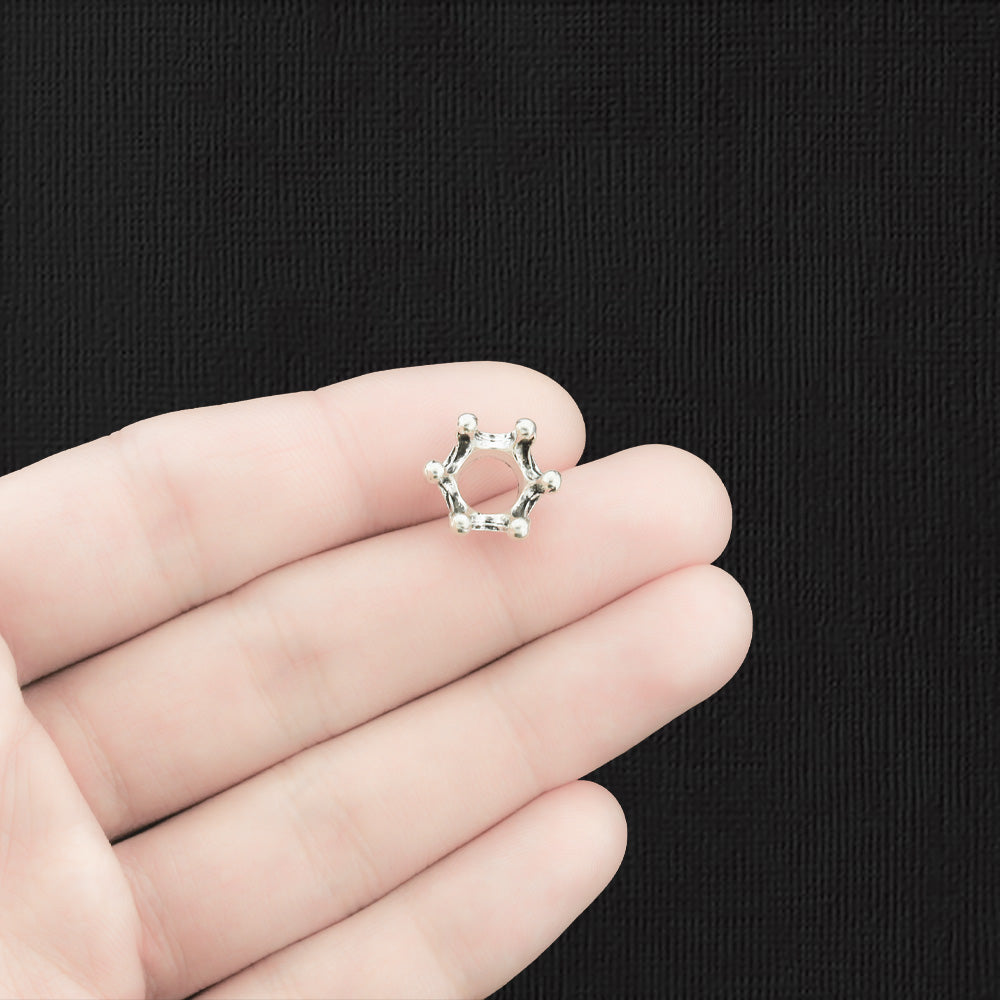 15 Crown Antique Silver Tone Charms 3D - SC2081