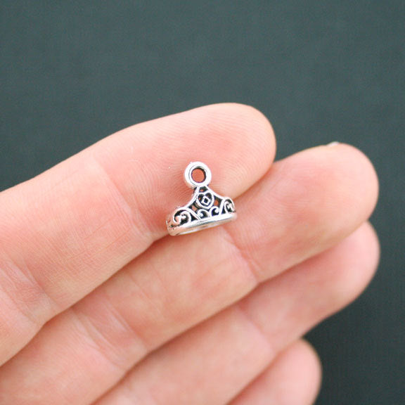 15 Crown Antique Silver Tone Charms 3D - SC4824