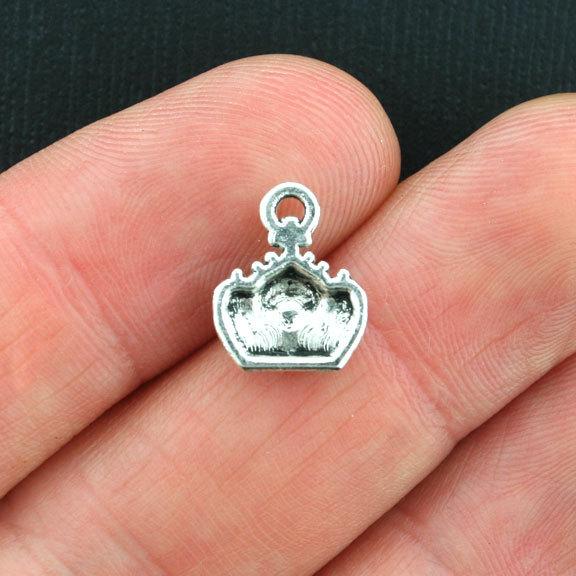 15 breloques argentées antiques couronne - SC3796