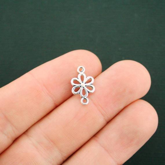 15 breloques de ton argent antique connecteur marguerite - SC6222