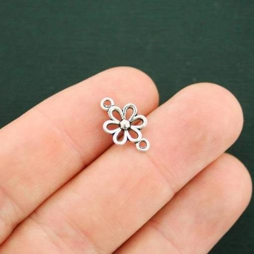 15 breloques de ton argent antique connecteur marguerite - SC6222